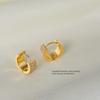 Titanium Steel Gold Double C Full Diamond Zircon Earrings Women's Stainless Steel Earrings Geometric Earrings Light Luxury Premium Earrings