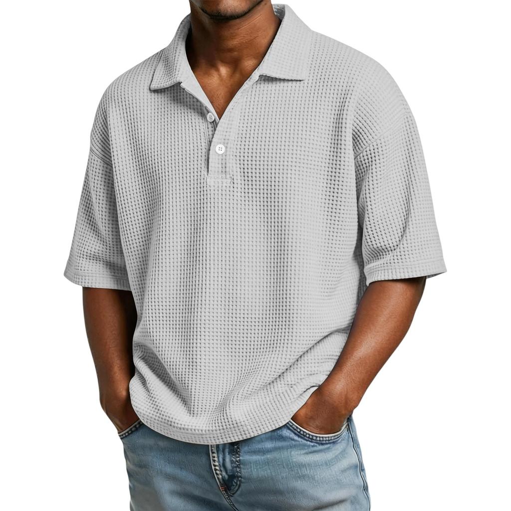 Men's Casual -Weave Collared Workwear Pocket Lightweight Breathable Short-Sleeve Shirt