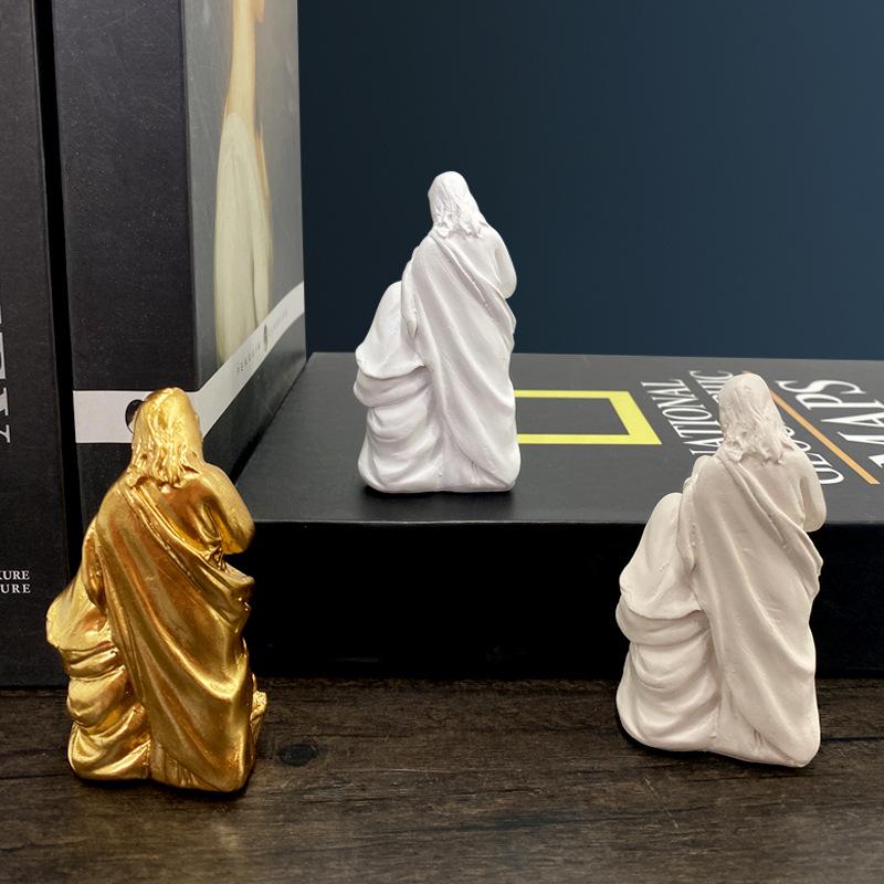 Mini Statuetta Presepe Statuine Natività Scultura in Resina della Sacra Famiglia Decorazioni per la Casa Cattolica Cristiana