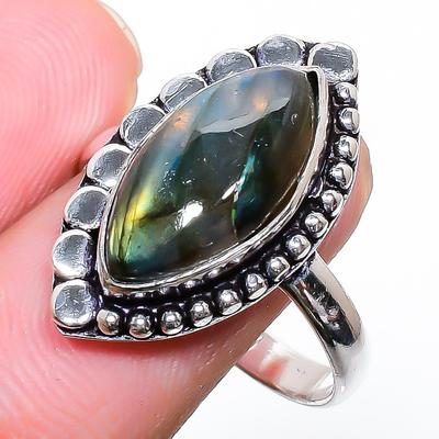 Labradorite Handmade Gemstone 925 Sterling Silver Jewelry Ring 10 H7N25
