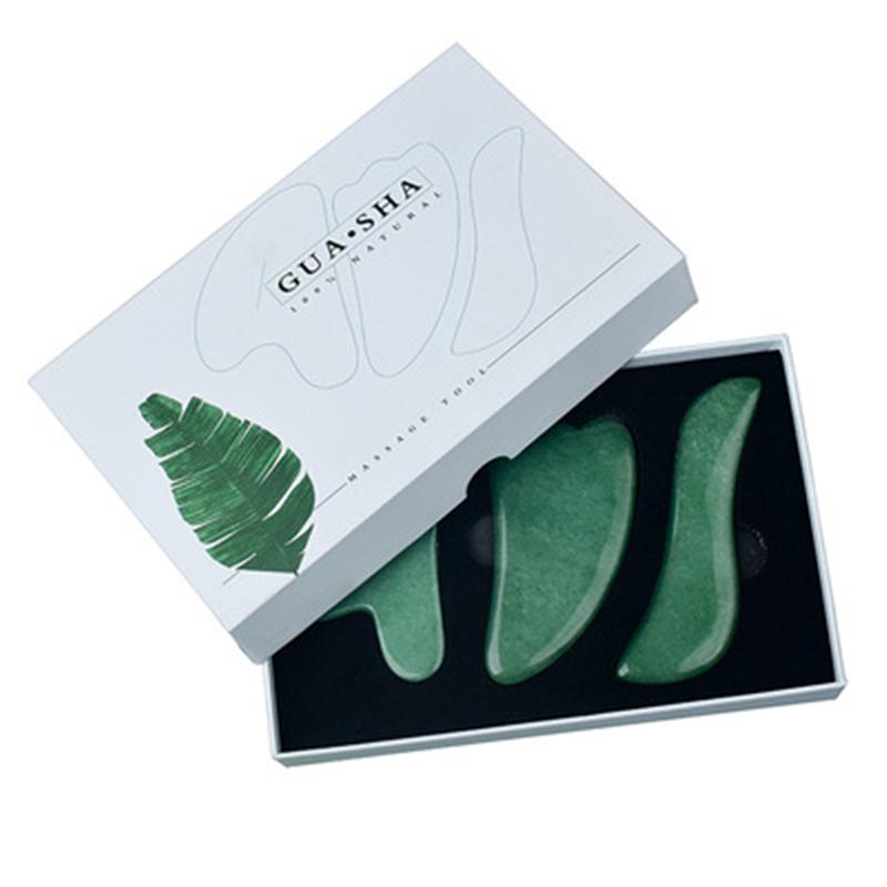 3pcs/set Rose Quartz Face Massage Gua Sha Board Crystal Stone Jade Massager Body Facial Eye Scraping Acupuncture Gouache Scraper