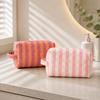 Striped Cosmetic Bag Large Capacity Travel Pouch Reusable Toiletry Pouch  Daily Use
