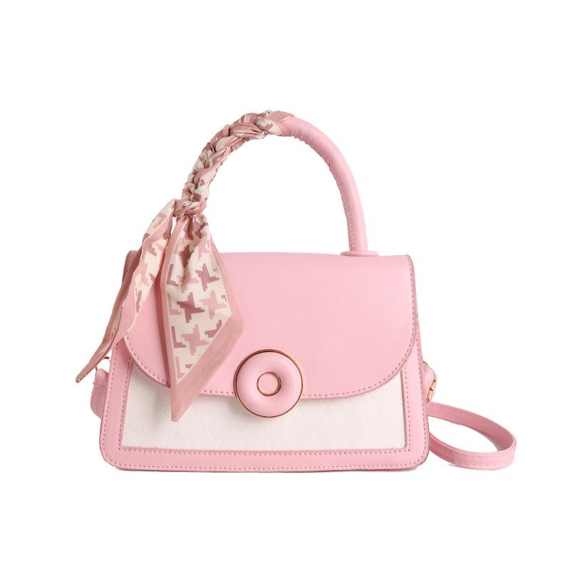 Fashion Splicing Contrasting Color Small Square Bag New Simple Personalized Handbag Trendy Versatile Shoulder Messenger Bag