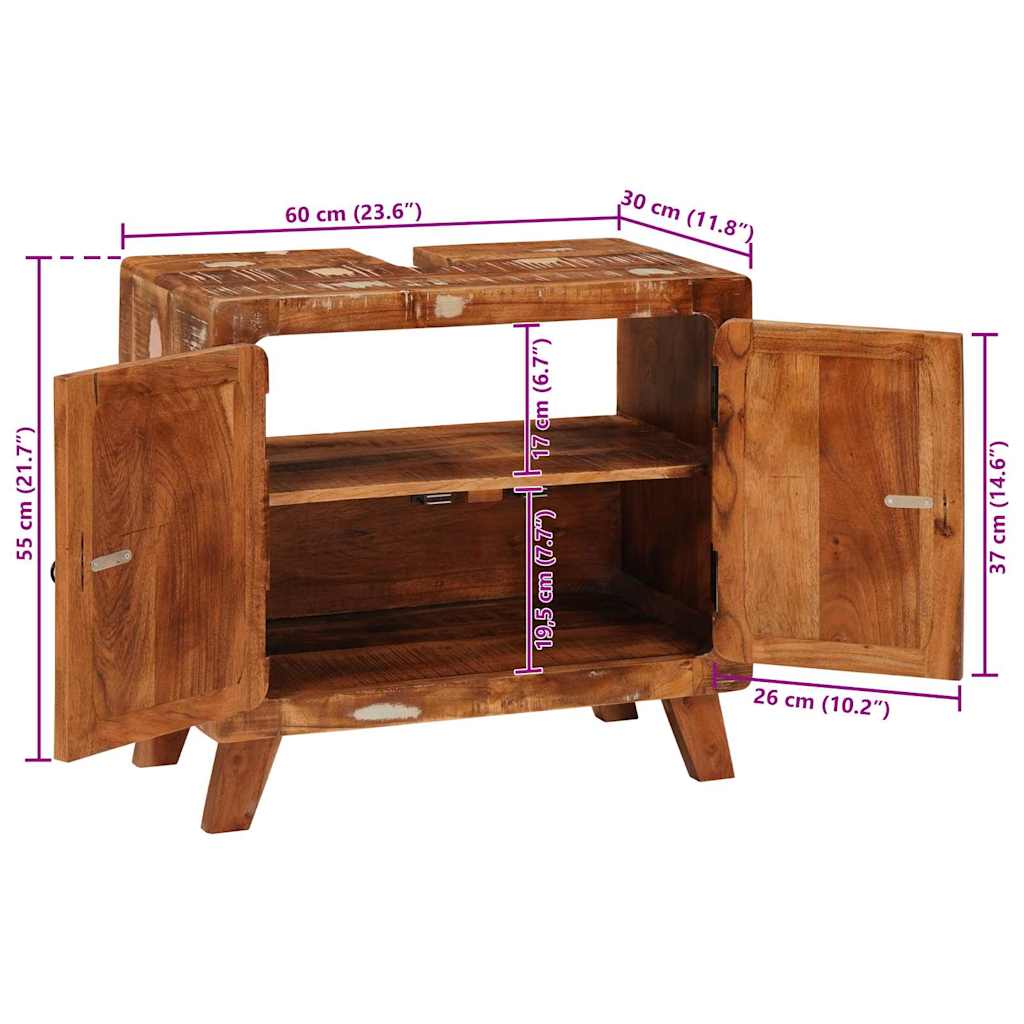 Bathroom Cabinet Made of Solid Reclaimed Wood and Engineered Wood