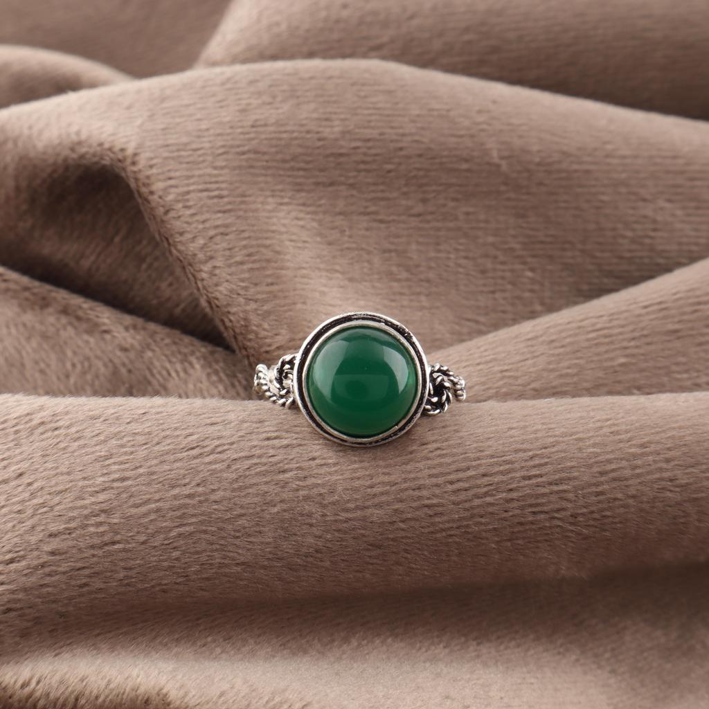 Green Onyx Gemstone Jewelry, 925 Sterling Silver Women's Ring. Handmade Attractive Silver Jewelry For Wedding Gift