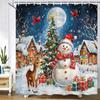 Cartoon snowman Shower Curtain Bath Curtain Santa Claus Merry Christmas Printed Bathroom Curtains for Home Decoration Curtain