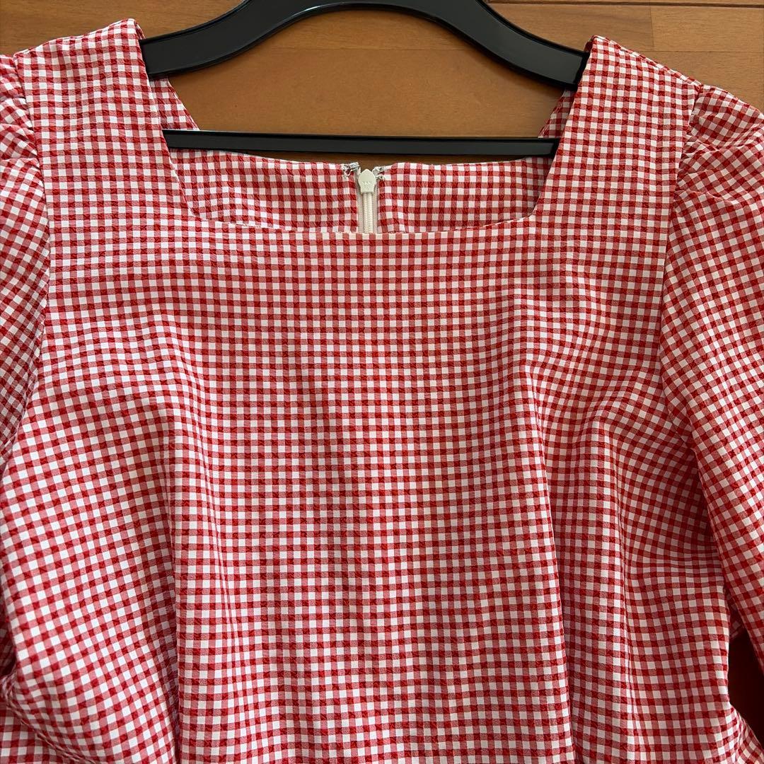 ROPE PICNIC Red and white check long dress 38 price reduction!