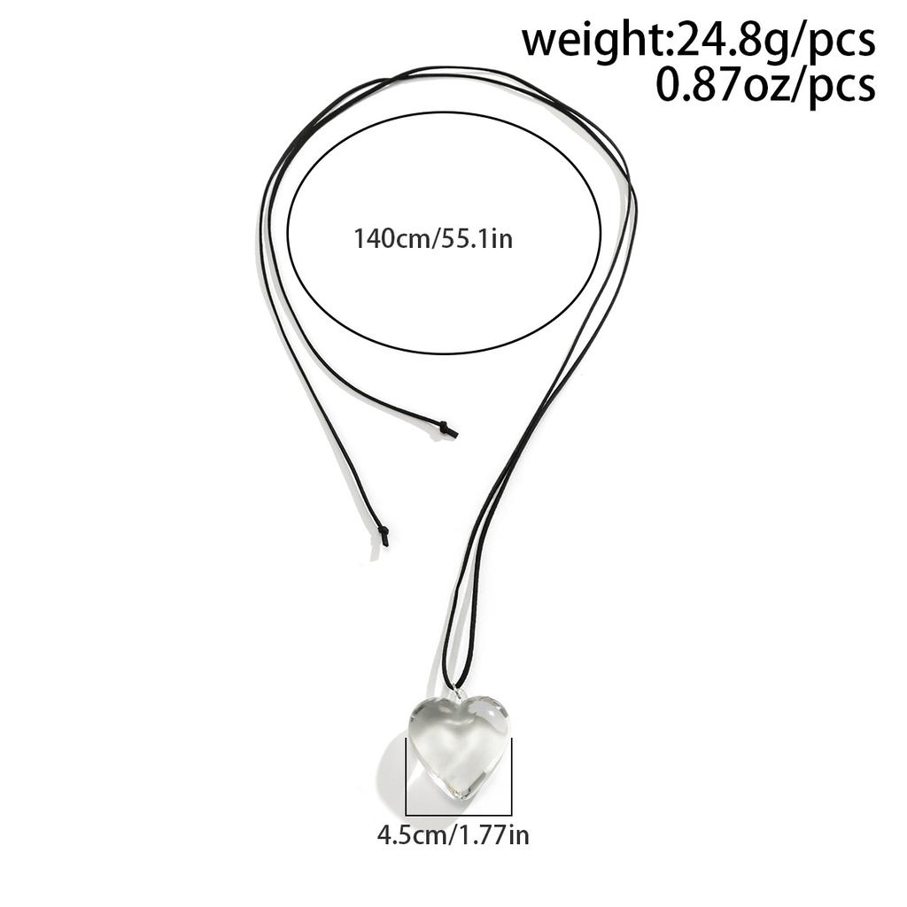 Pull-out adjustable wax thread necklace simple alloy big love pendant necklace