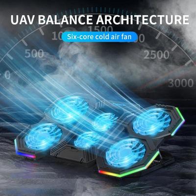 RGB Oyun Dizüstü Standı Hava Soğutucu Dizüstü Standı Tutucu 6 fan ile Soğutma Fanı Tabanı Takım Elbise 12-17 inç Dizüstü Bilgisayar