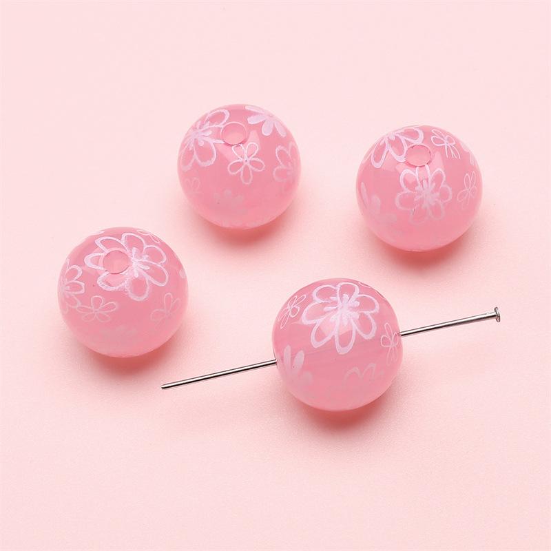 Handmade Bracelet Beads Acrylic Printed Beads Cartoon Beads Handmade Diy Bracelet Loose Beads Bracelet Pendant Graffiti Beads Jewelry Accessories