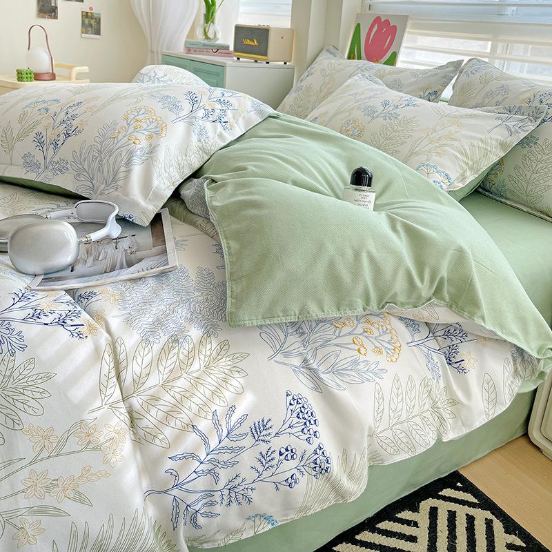 

Xiaoqing Grade Pure Cotton 4Pcs Set, Skin-Friendly Bedding, Cotton Polished Bed Sheet Quilt Cover, Dormitory 3Pcs Set Class Acan sleep naked single quilt 150 * 200