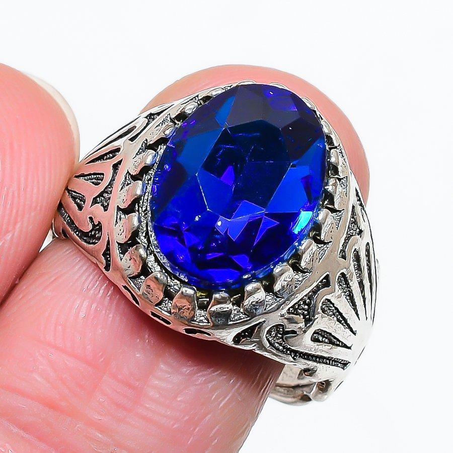 Natural Blue Topaz Gemstone 925 Sterling Silver Jewelry Ring Size 8.5 AR-18425