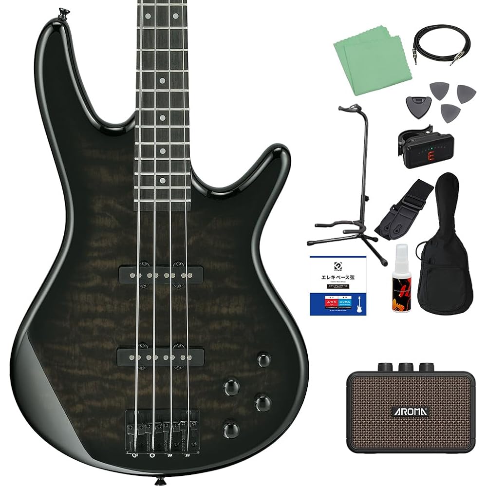 Gio Ibanez GSR280QA Bass Beginner 12 Piece Set [with Rechargeable Mini Amplifier] TMS Electric Ba...