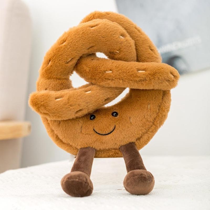 9" Croissant Plush Toy Cute Croissant Bread Pillow Stuffed Animals Funny Soft Food Plushies Toy (Pretzel)