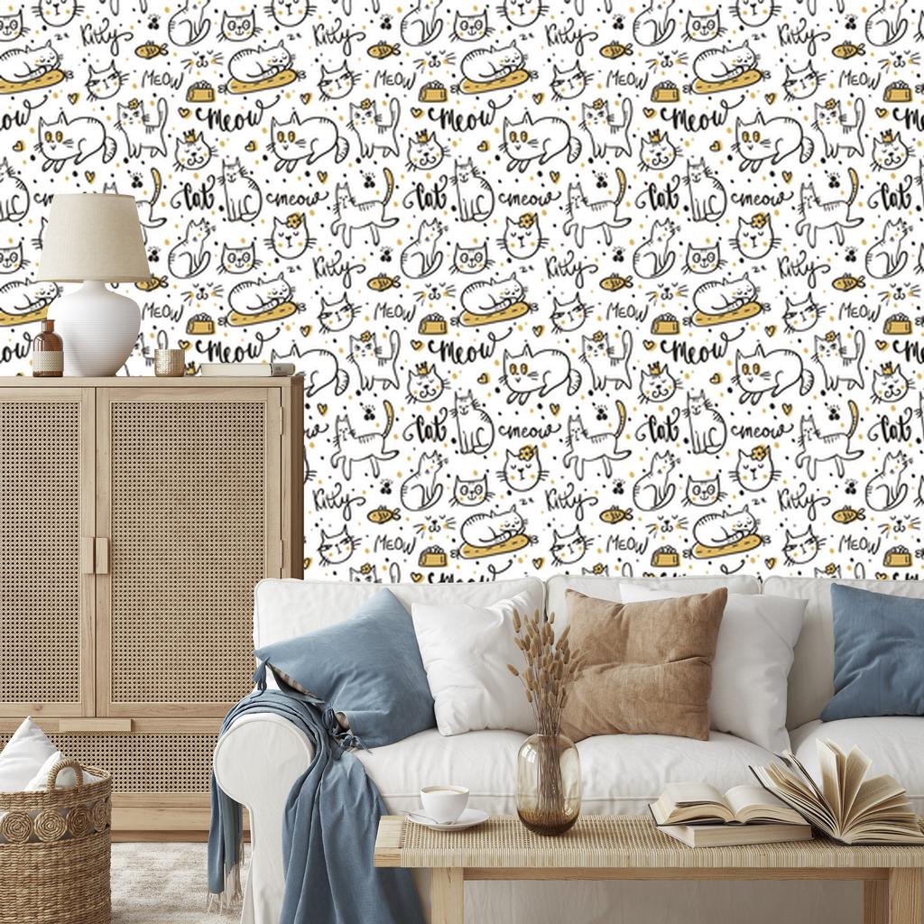 Funny kittens wallpaper for living room and bedroom 50x1000