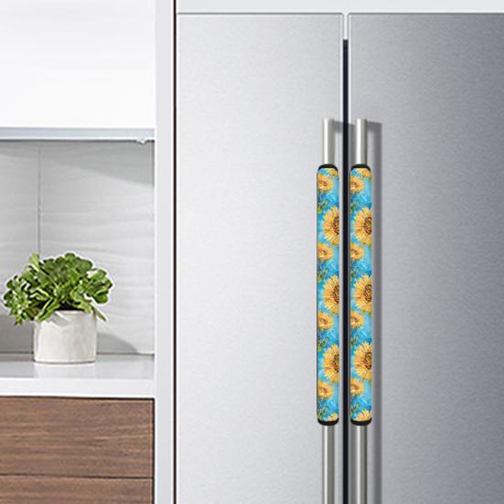 Yousheng 1 Pair Refrigerator Door Handle Covers Flower Patterns Universal Wide Application Kitchen Appliance Door Handle Decorative Mats