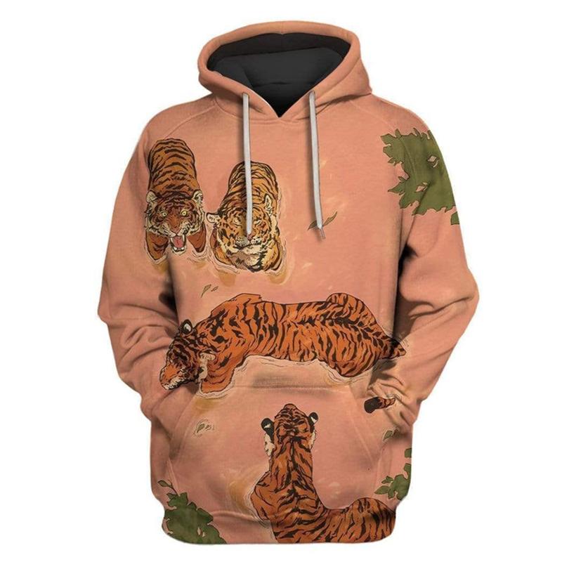 Hoodies 3d Print Animals Tigers Hooded Sweatshirts Men Women Autumn Oversized Hoodie Kids Long Sleeve Pullovers Tracksuits Coat