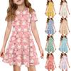 Girl Summer Dress Color & Print Short Sleeve Dress With Pocket Casual Dress Shorts Sleeve Party Dress Easter Day