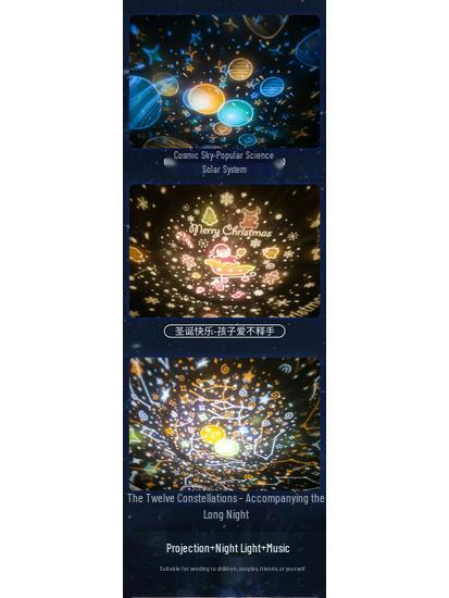 Elf LED Rechargeable Rotating Projection Lamp: Creative Children's Night Light & Music Box with Remote Control