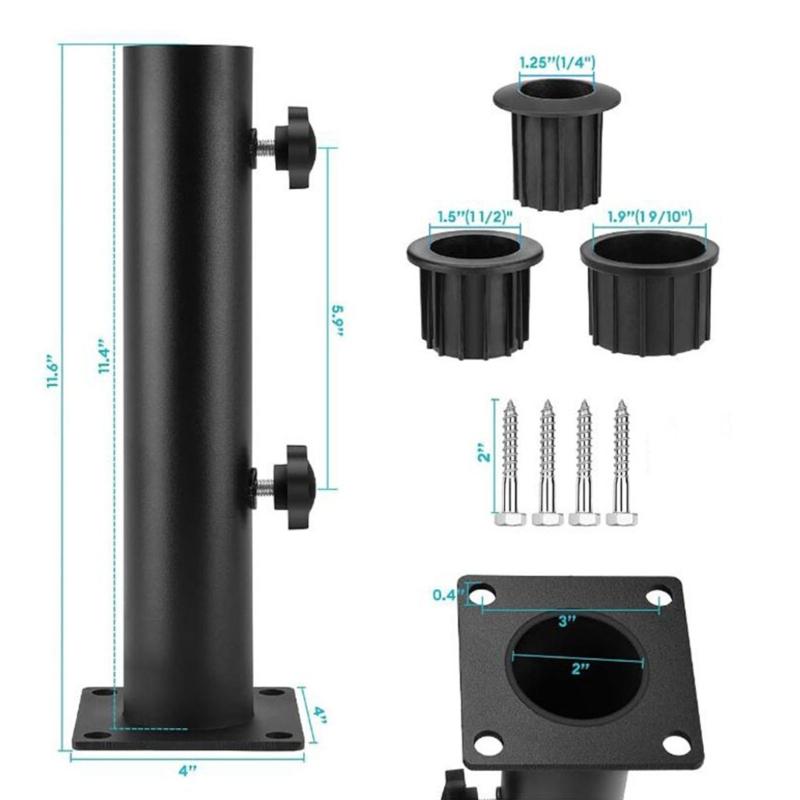 Braçadeira de Montagem Quadrada para Exterior Compatível para Suporte de Suporte Universal para Pátios de Deck Aço Resistente Base de Suporte Quadrada para Guarda-sol