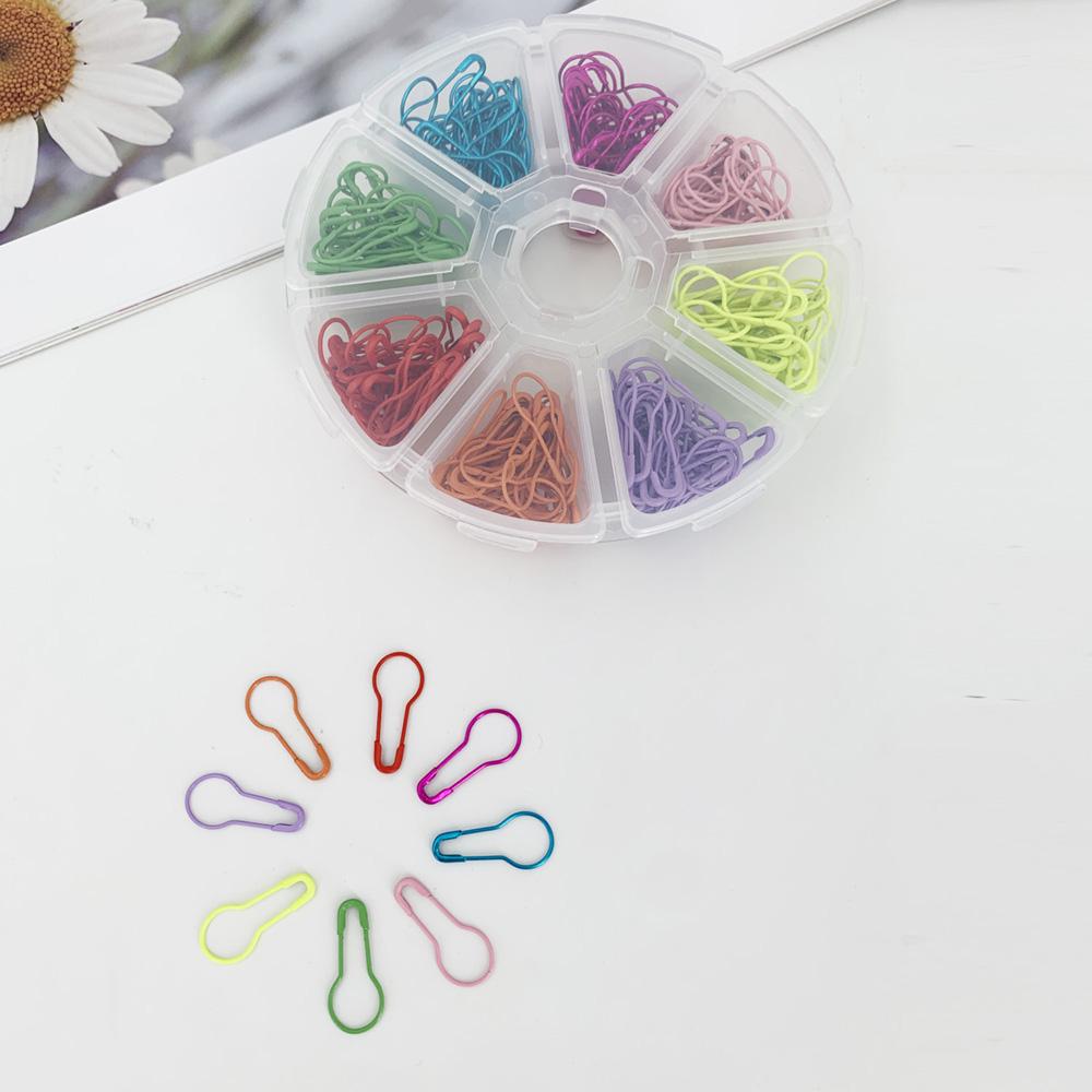 320Pcs Colorful Metal Knitting Pins Stitch Markers Pear Shape Safety Pins for Sewing Clothing DIY Craft With Storage Box