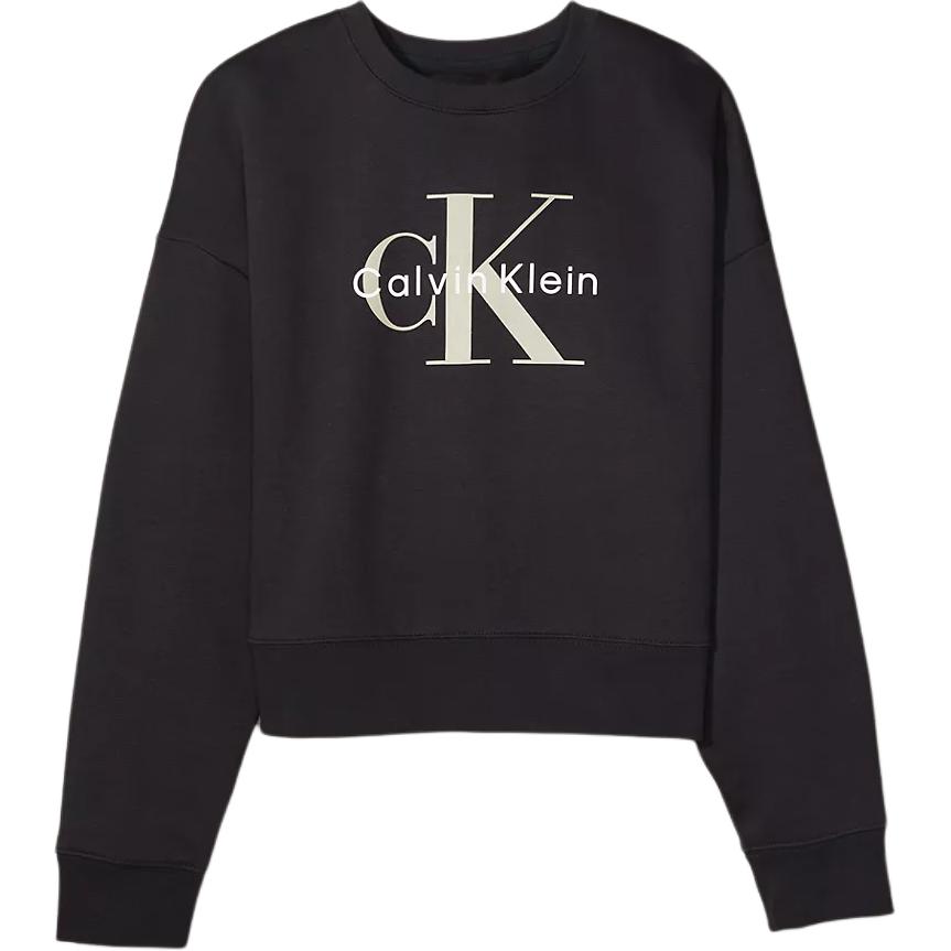 CALVIN KLEIN Letter Print Crew Neck Comfort Long Sleeve Sweatshirt Women Black 40W204P-001 S