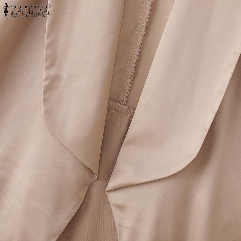 ZANZEA Women Casual Shawl Collar Loose 3/4 Sleeve Thin Cardigan Blouse