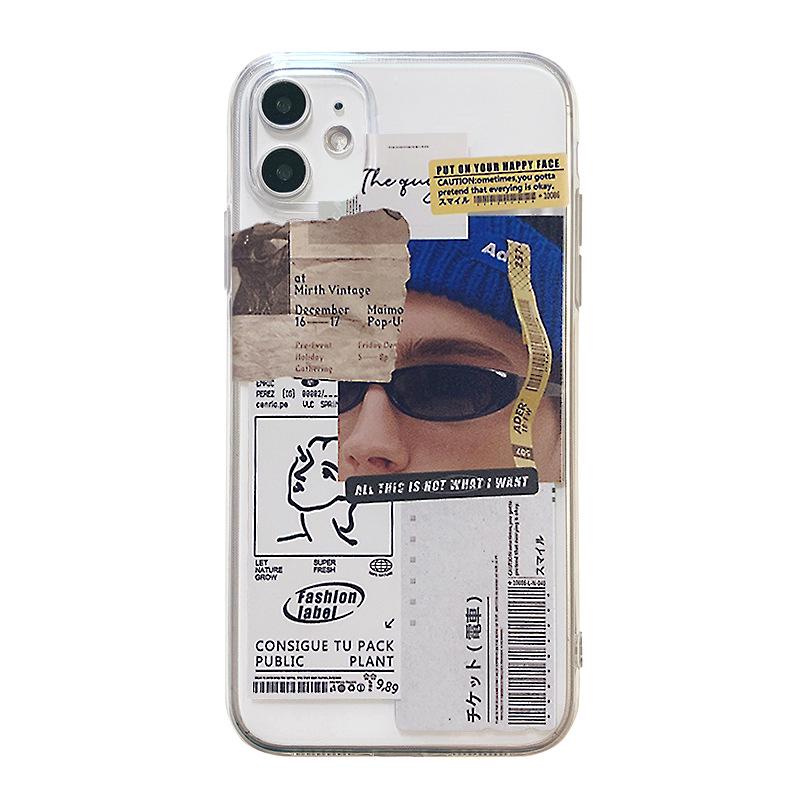 Creative Tag IPhone 16 Apple 14pro Mobile Phone Case 11 Transparent Xs Suitable for MAX Painted 12 Trendy Brand 15 Soft