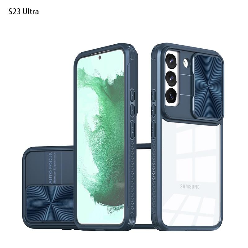 Protective And Stylish! Two-in-one Samsung S23 Ultra Phone Case In Trendy Colors Navy Blue Blue+pink Chinese Red Purple Olive Green Black Pink+green