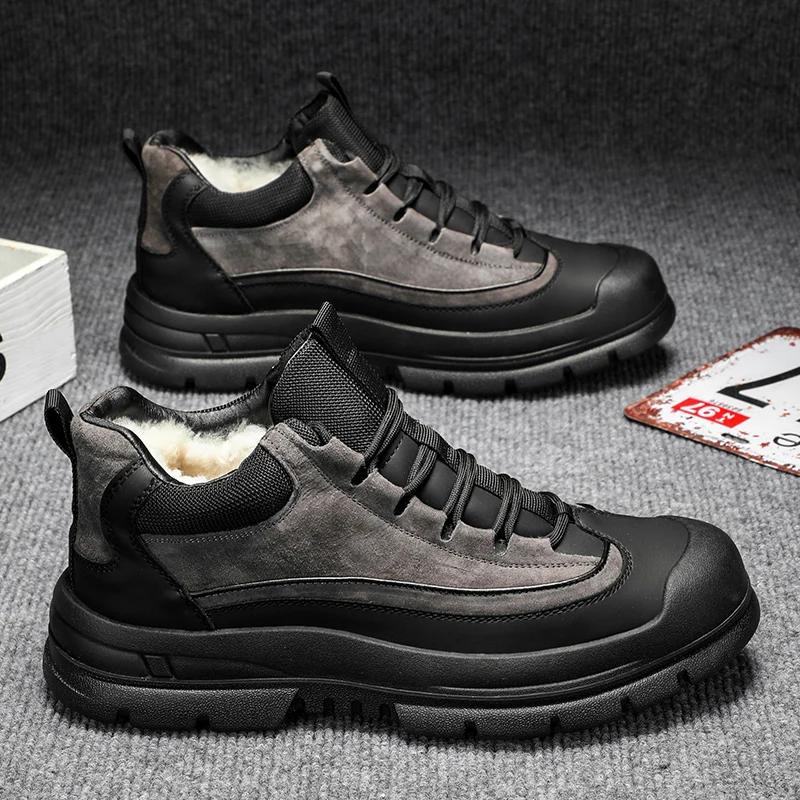 

Wniter Boots Ankle Add Cotton Sports and Leisure Casual Sneaker Outdoor Boots Soft and Comfortable Wear-resistant Loafers New 44 серый