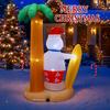7.8FT Xmas Holiday Inflatable Yard Decor Surfing Snowman Palm Tree LED Hristma Home Decor Ornament Festive Toy Gift Decoration