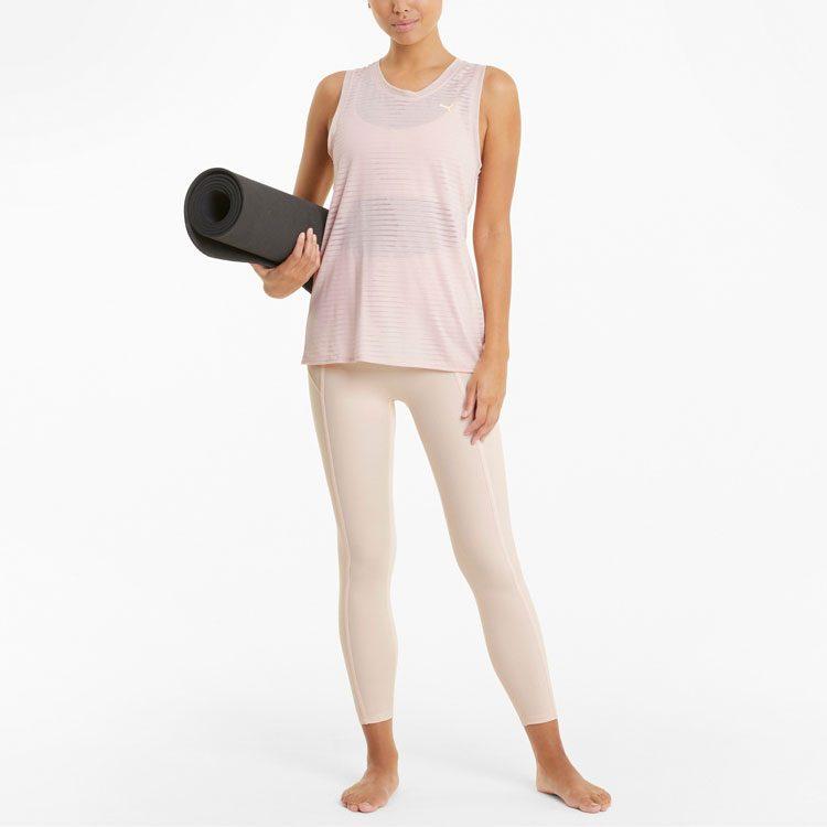 PUMA Studio Yoga Series Tank Tops Women's Light Pink Straight Fit 520225-27