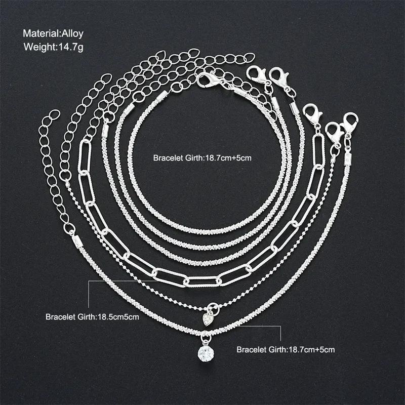 6Pcs 925 Sterling Silver Rhinestone Bracelets for Women Girls Luxury Korean Sparkling Starry Sky Charm Bracelets Party Jewelry