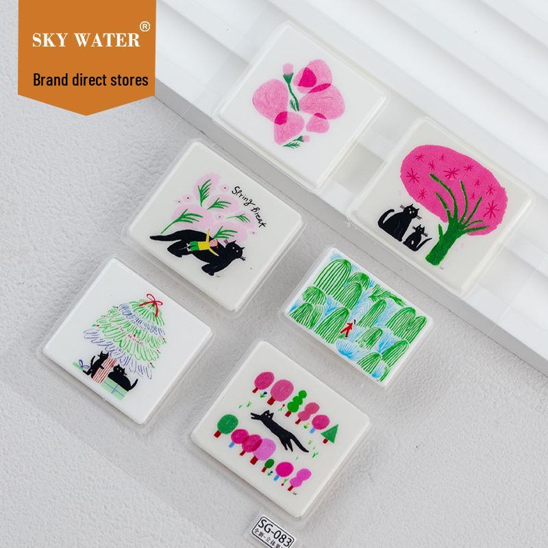 SKY Cube High-Gloss Japanese Cat Graffiti 3D Tree Jelly Stickers, DIY Embossed Style