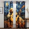 Pastoral Collie Guitar Curtains Van Gogh Oil Painting Style Living Room Bedroom Balcony Windows Decorative Curtains 2 Pcs