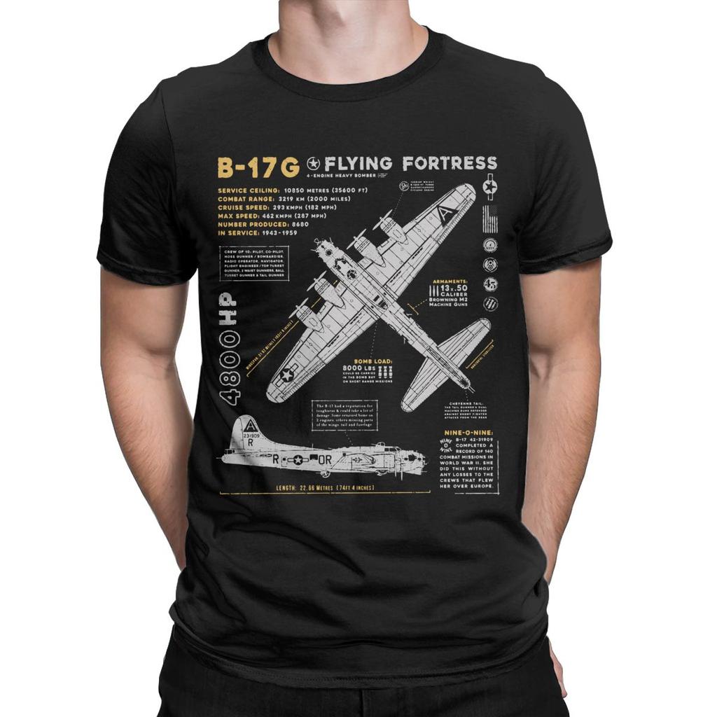 Herren T-Shirts B-17 Flying Fortress Humor Baumwoll-Tees Jagdflugzeug WW2 Kriegspilot Flugzeug Flugzeug T-Shirt Tops 4XL 5XL 6XL