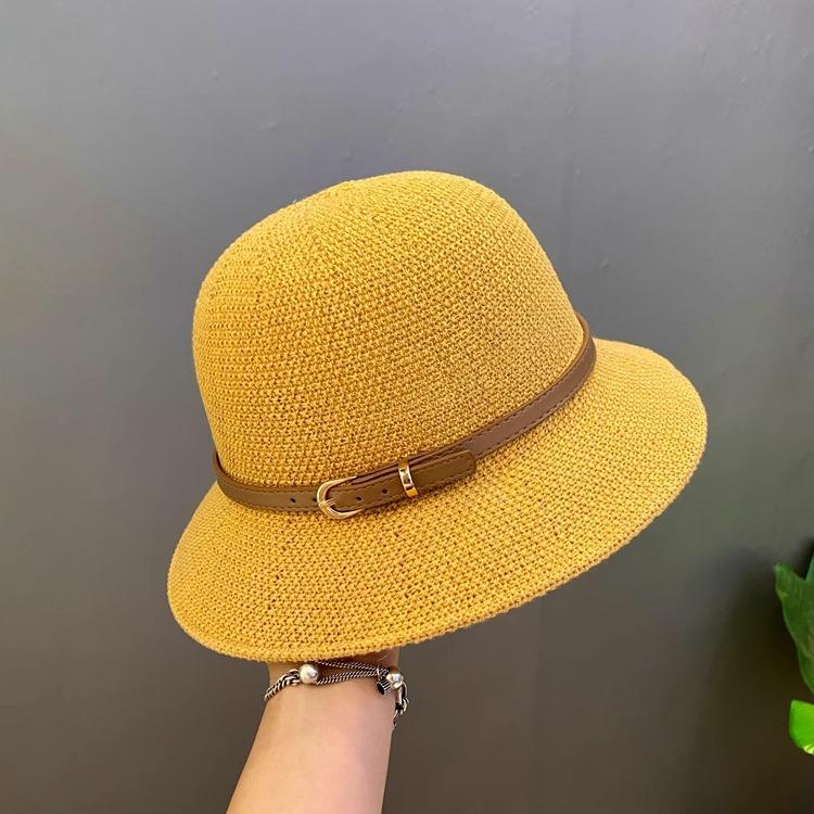 

ins versatile knitted fisherman s hat children summer sunshade sunscreen washbasin hat Adjustable жовтий