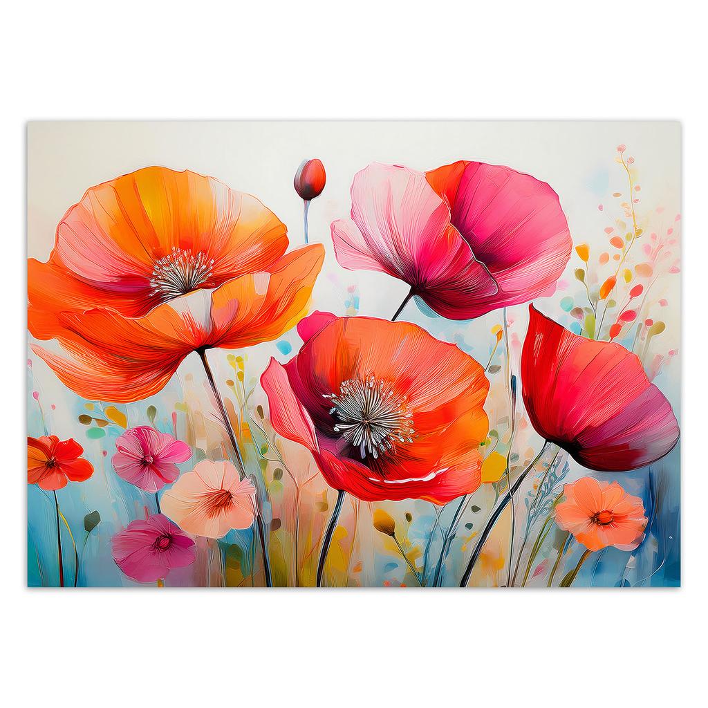 Wallpaper Poppy Flowers Coloured