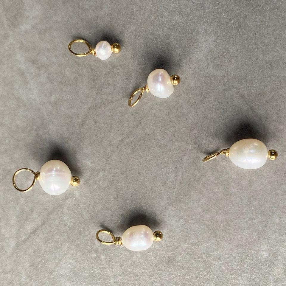 Five-Piece Baroque Freshwater Pearl Earring and Pendant DIY Jewelry Charms In Titanium Steel