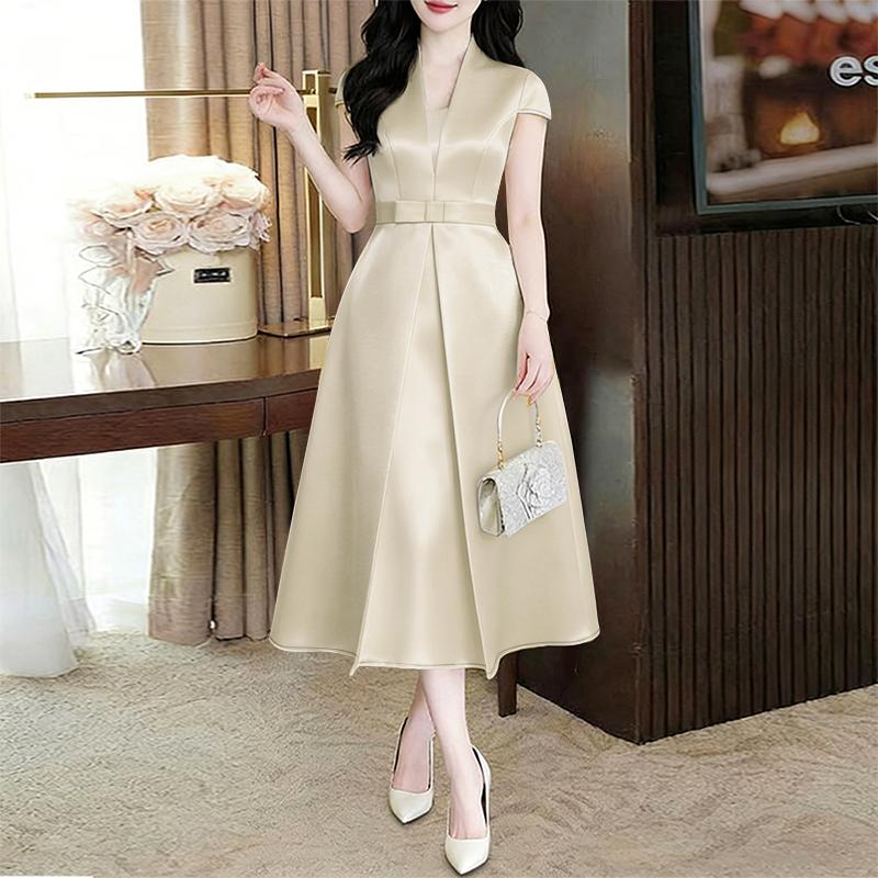 ZANZEA Women Casual V-Neck Short Sleeve Elegant Summer Dress M абрикосовый