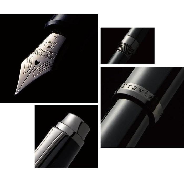 PLATINUM PEN #3776 Century Travia Limited Edition PFL-600 Onyx Black 14K Fine Point F Blue Black