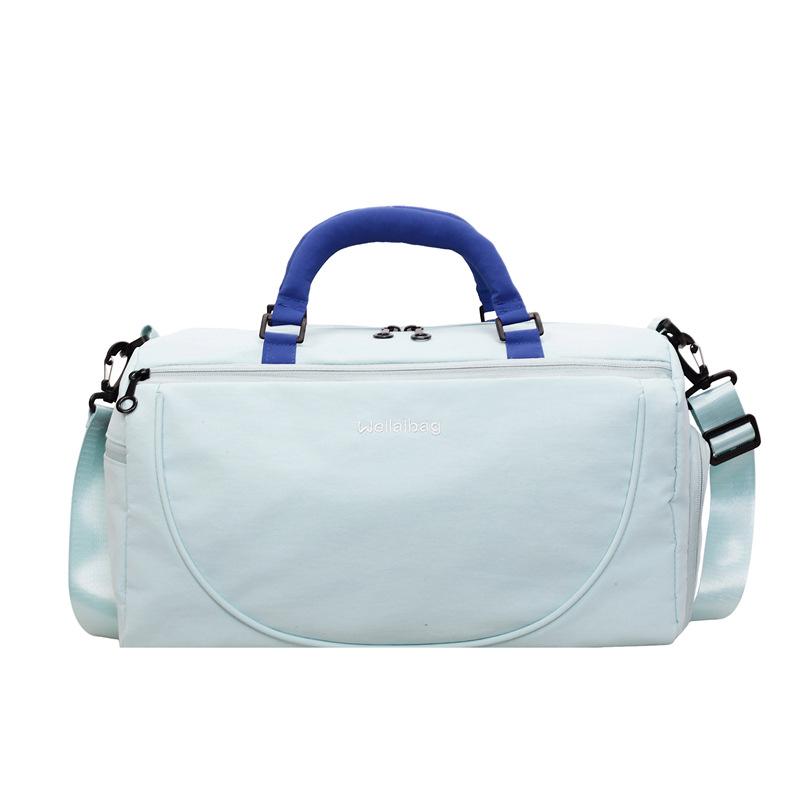 2026Solid color portable short-trip travel bag, lightweight sports storage shoulder bag, gym bag, lightweight business trip luggage bag Average Size синий
