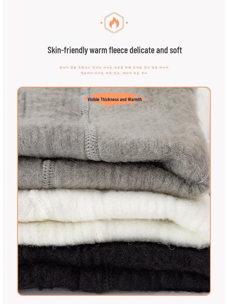 Warm Cotton Fleece-Lined Infant Bodysuit & Tights for Girls - Medium Thick Outerwear for Autumn/Winter