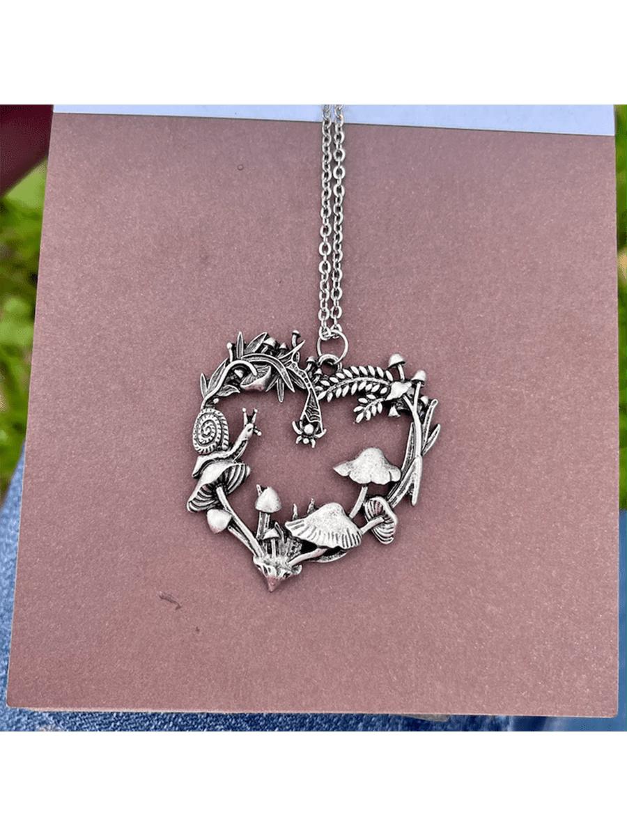 

1 шт. Винтажное ожерелье с подвеской в виде улитки, гриба, растения из сплава, подходит для повседневной носки для женщин one-size серебряный