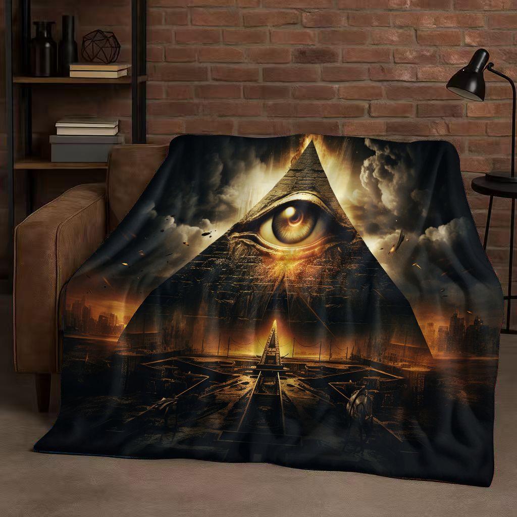 Freemasonry All Seeing Eye Symbol Evil Eye Art Flannel Blanket,Ultra Soft Warm Plush Throw for Home Bedroom Bed Sofa Cover Kids