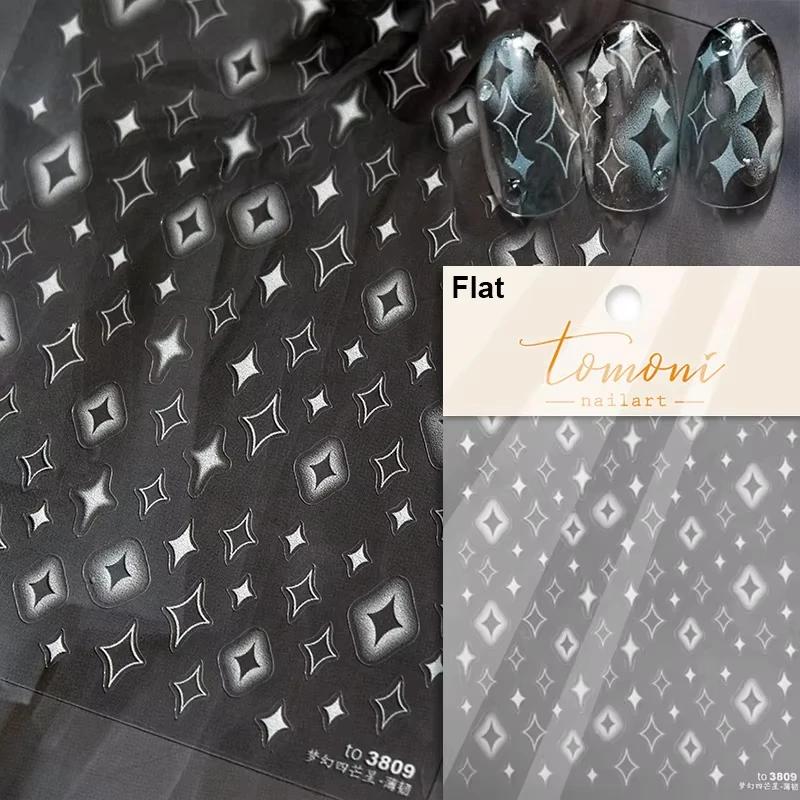 Gold Silver Love Star Moon Geometric Lines Necklace Stamping Retro Soft Self Adhesive Nail Art Sticker Manicure Decal