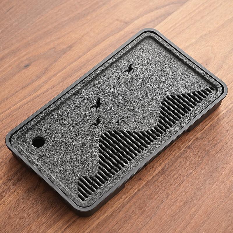 Aiqiyi A1 Imitation Black Gold Stone Dry Brewing Tea Tray 32.9 x 17 cm Rectangular