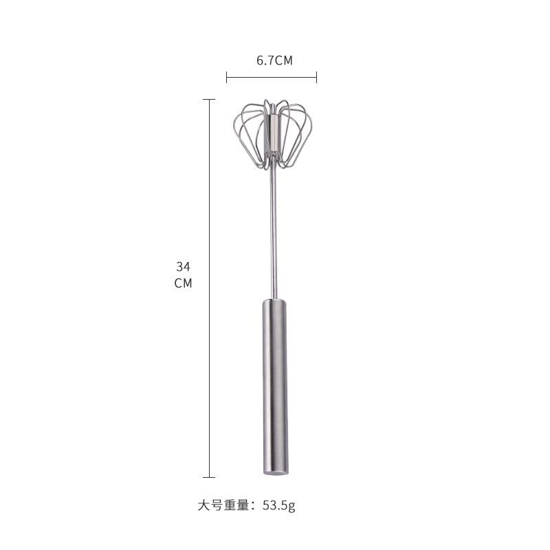 Stainless steel semi-automatic egg beater household press rotating egg beater baking tool cream egg mixer