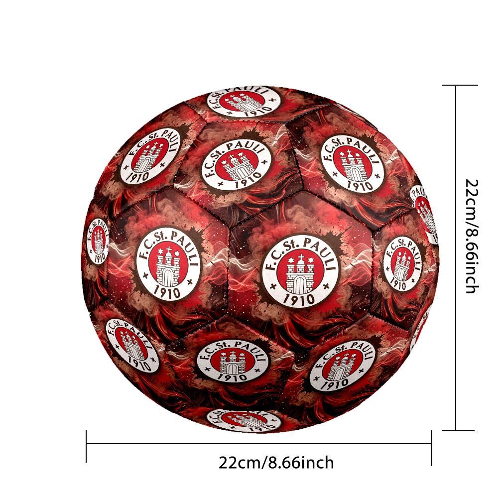 FC St. Pauli Football Imprimé Taille 5 Ballon de Football, Antidérapant Match Adulte Football Souvenir pour Fans de Football