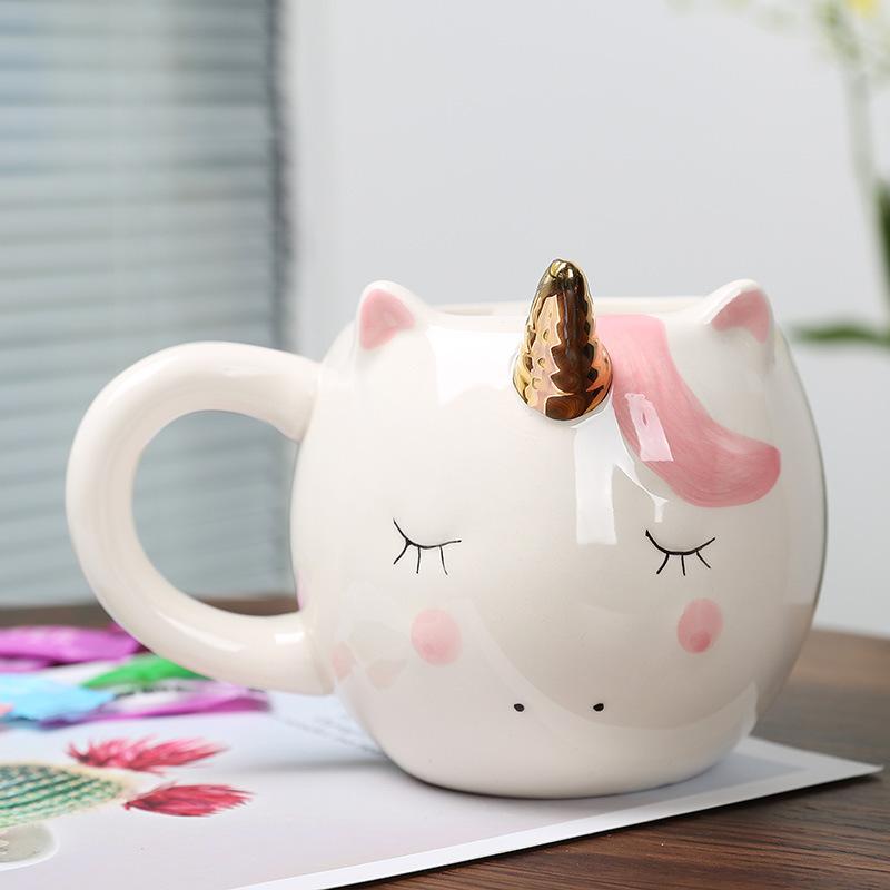 

Milk Cup Cute Water Cup Cartoon Style Unicorn Ceramic Breakfast Juice Coffee Mug Home Student Couple Gift Drinkware Tableware 301-400ml